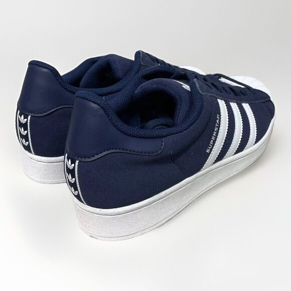 NEW Mens Size 10 ADIDAS SUPERSTAR Night Indigo Cloud White SUEDE Shoes AUTHENTIC - Picture 4 of 10
